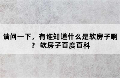 请问一下，有谁知道什么是软房子啊？ 软房子百度百科